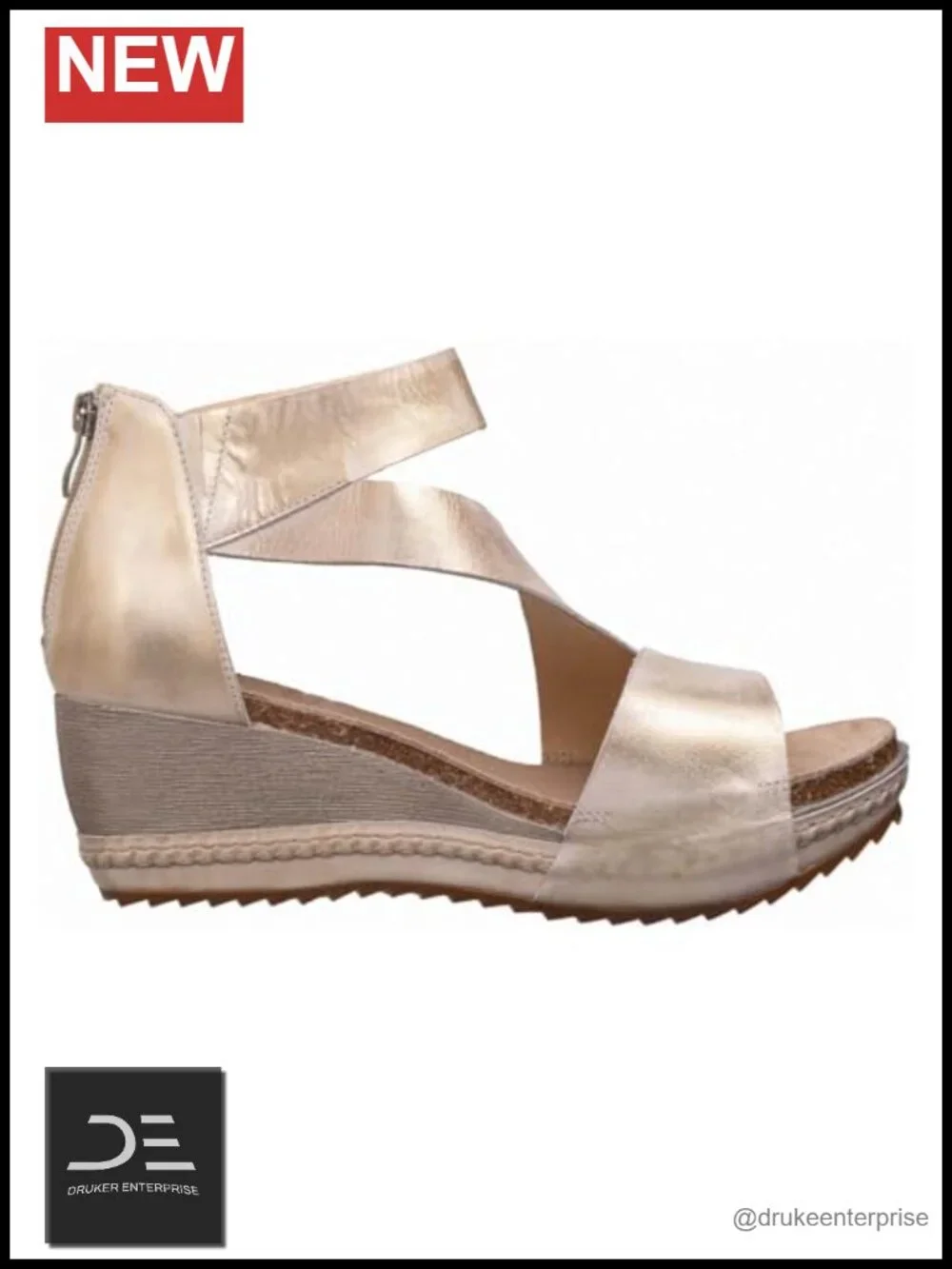 Women's Davi Wedge Sandal Soft Leather Ankle Strap Open Toe